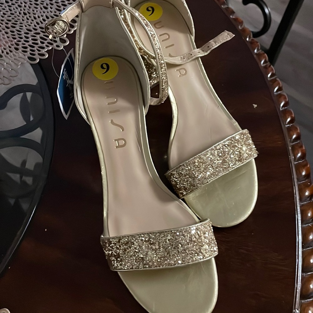 Glitter Gold Block heels